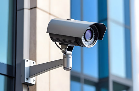 security camera on a wall. Generative AIの素材