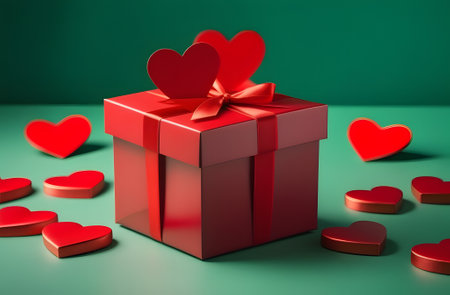 gift box with red heart. Generative AIの素材