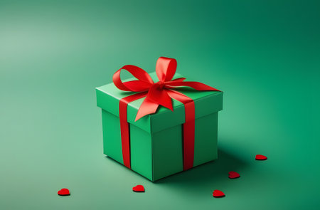 gift box with red ribbon. Generative AIの素材