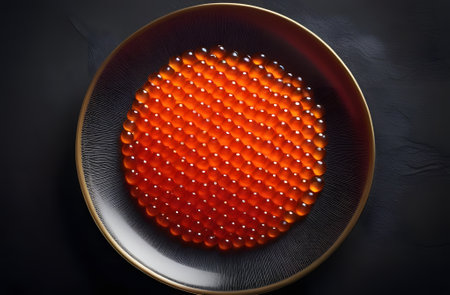 Plate with red caviar. Generative AIの素材
