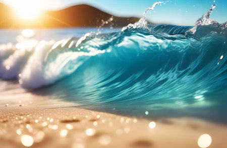 Beautiful view of the turquoise wave of the sea. Generative AIの素材