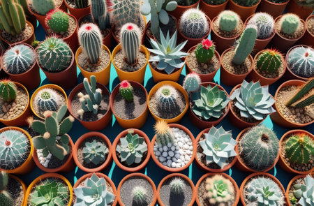 View of cacti and succulents. Generative AIの素材
