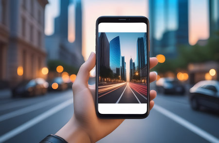 phone in the street. Generative AIの素材