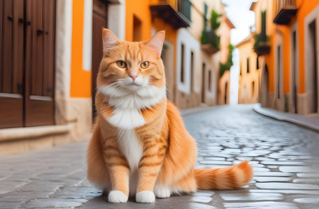 cat on the street. Generative AIの素材