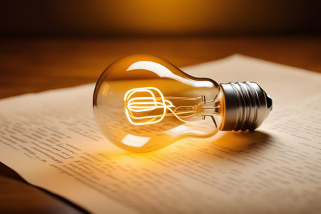 light bulb on black background. Generative AIの素材