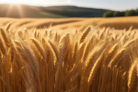 golden wheat field in summer. Generative AIの素材