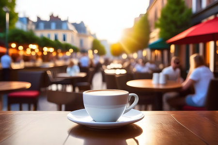 cup of coffee on the street. Generative AIの素材