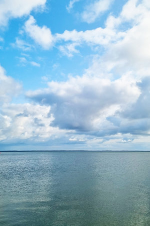 Blue sky with white clouds and sea. Nature backgroundの写真素材