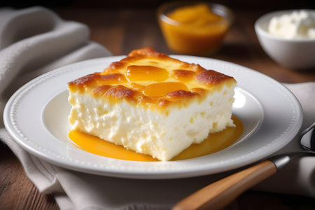 apple pie on a white plate. Generative AIの素材