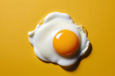 fried egg on a plate. Generative AIの素材