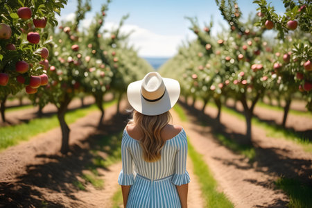 woman in a vineyard. Generative AIの素材