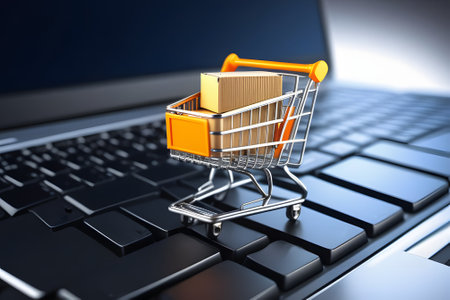 shopping cart and laptop. Generative AIの素材