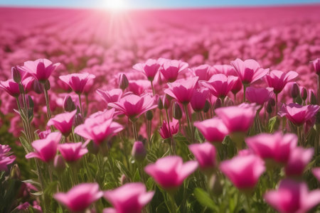 field of pink tulips. Generative AIの素材