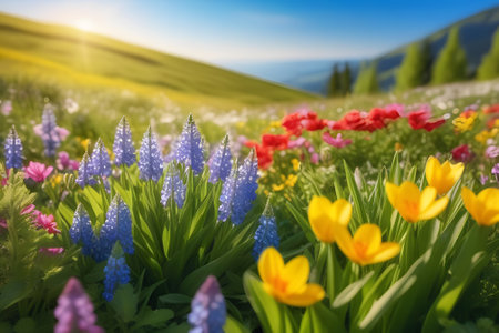spring in the mountains. Generative AIの素材