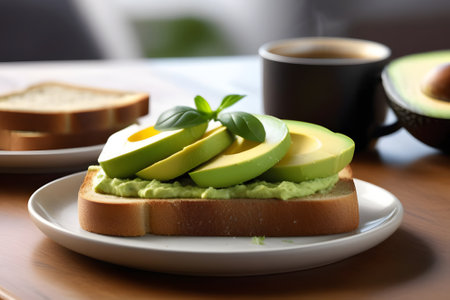A delicious and healthy breakfast with avocado.の素材
