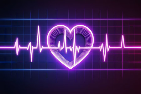 heart beat on monitor. Generative AI.の素材