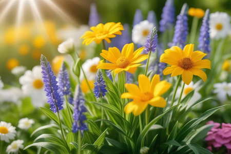 flowers in the garden. Generative AI.の素材