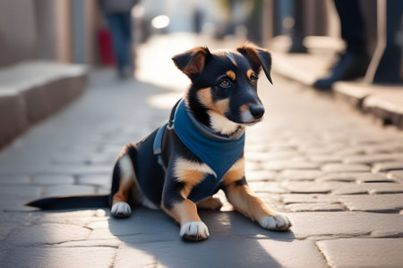 dog on the street. Generative AIの素材