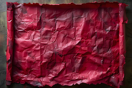 Distressed crimson textured canvas featuring a grunge and vintage aesthetic. the crumpled, worn design creates an abstract visual for backgrounds, prints, cards, or posters, adding a bold, artistic flair to any project. Generative AIの素材
