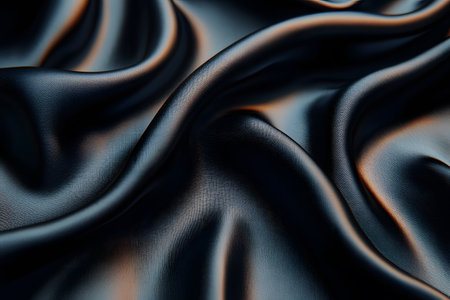 Luxurious black silk fabric with smooth, flowing folds creates a sense of elegance and sophistication. the play of light and shadows enhances the texture, making it ideal for high-end fashion and interior design projects. Generative AIの素材