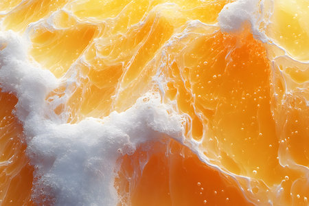 Dynamic swirl of orange and white in a fluid pattern reminiscent of ocean waves. the vibrant contrast and movement in the image evoke energy and natural beauty, ideal for modern decor and design projects. Generative AIの素材