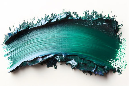 A dynamic abstract paint stroke in varying shades of green creates a textured and vibrant visual. the thick, textured application offers a sense of movement and depth, perfect for use in artistic and design projects. Generative AIの素材