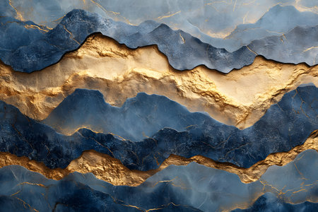 Elegant abstract design with layers of rich blue and textured gold. ideal for luxury branding, interior design, or art enthusiasts seeking a sophisticated and opulent visual. Generative AIの素材