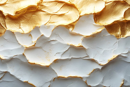 Luxurious textured surface with elegant gold and white accents, ideal for modern art, interior design, and fashion. the intricate pattern creates a sense of opulence and sophistication, suitable for upscale projects. Generative AIの素材
