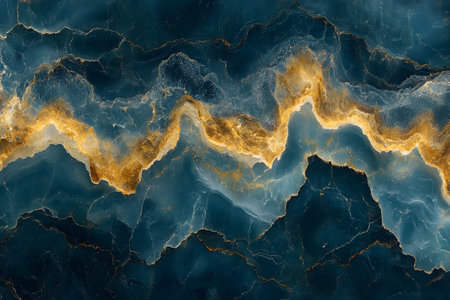 Captivating abstract design featuring marbled textures in rich blue and gold tones. the flowing patterns create a sense of elegance and sophistication, ideal for artistic backgrounds, wall art, or modern design projects. Generative AIの素材
