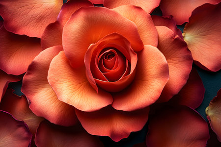 Vibrant close-up of a red rose showcasing detailed petals and rich texture. ideal for floral decor, botanical studies, or romantic-themed designs, emphasizing natural beauty and elegance in nature photography. Generative AIの素材