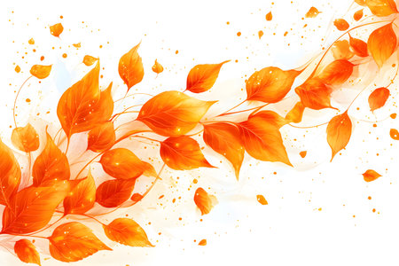 Vibrant orange autumn leaves swirl against a white background in an abstract, artistic composition. this dynamic fall-themed artwork is perfect for seasonal decor, design projects, or digital illustrations. Generative AIの素材