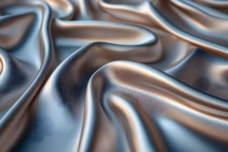 Satin fabric in stunning metallic blue and gold hues creates a luxurious texture, ideal for design projects. the smooth, flowing folds provide a sense of elegance and sophistication, perfect for backgrounds or textiles. Generative AIの素材