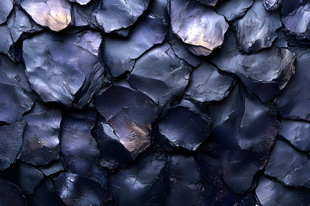 Dark, layered geode textures expressed in deep blues and purples, creating a visually striking abstract pattern. ideal for use as a background in design projects, emphasizing depth, contrast, and natural stone elements. Generative AIの素材