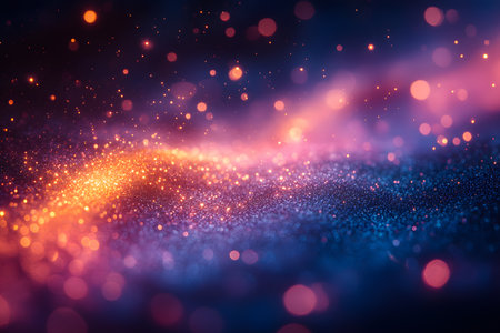 Vivid cosmic scene with dynamic bokeh lights and swirling colors, creating an ethereal and mesmerizing atmosphere. perfect for use in digital art, backgrounds, posters, and creative design projects. Generative AIの素材