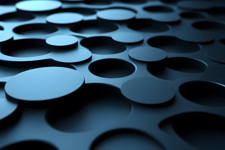 A visually striking abstract image showcasing overlapping dark blue circles in a seamless 3d design. perfect for modern art and contemporary decor, this geometric pattern emphasizes depth and contrasts. Generative AIの素材