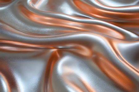 Luxurious waves of shimmering metallic silk create a fluid and elegant background. the interplay of light enhances the smooth texture, making it ideal for design and decor projects involving elegance, luxury, and sophistication. Generative AIの素材