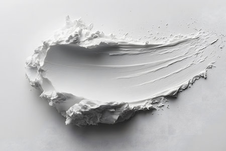 Close-up of a white textured cream swirl on a smooth surface, showcasing intricate details and abstract design possibilities. ideal for conceptual artwork, backgrounds, and creative design projects. Generative AIの素材
