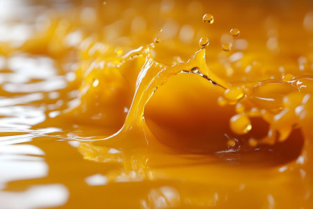 A dynamic splash of vibrant orange liquid captures motion and energy with intricate droplets and flowing waves. perfect for creative designs, marketing materials, or abstract backgrounds that emphasize vitality and movement. Generative AIの素材