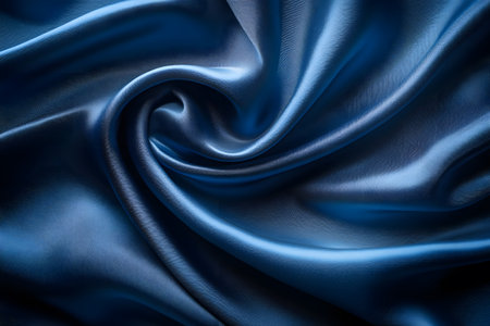 Luxurious blue silk in swirling patterns creates a sense of movement and elegance. the glossy texture enhances its richness, making it perfect for high-end fashion, interior decor, and textile designs. Generative AIの素材