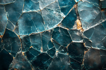 A detailed view of a cracked blue stone surface showcasing its intricate textures and natural patterns. ideal for design projects, backgrounds, and artistic inspiration, the beauty of natural stone formations. Generative AIの素材