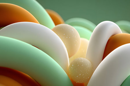 Organic abstract shapes in soft pastel colors create a harmonious blend of curves and spheres. the soothing tones and smooth textures evoke a sense of calm and modern artistry, ideal for contemporary design projects. Generative AIの素材