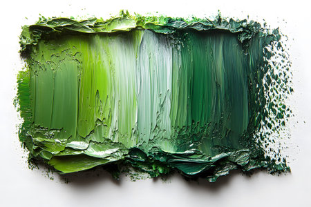 Abstract green gradient painting showcasing vibrant texture and depth. ideal for art enthusiasts seeking inspiration or designers needing a striking background element. perfect for modern design concepts and creative projects. Generative AIの素材