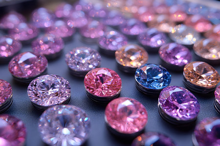 A vibrant collection of gemstones showcasing a spectrum of colors including pink, purple, blue, and orange. perfect for jewelry design, crafts, and decoration, each gemstone radiates with brilliance and allure. Generative AIの素材