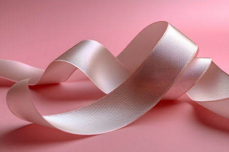 A long, flowing satin ribbon in a pastel pink hue elegantly curves against a harmonious pink background. ideal for gift wrapping, crafts, or design projects needing a touch of sophistication and softness. Generative AIの素材