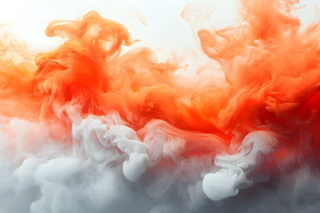 Dynamic abstract composition featuring swirling red and white ink clouds. the vivid interplay of colors creates a sense of motion and fluidity, perfect for modern art, design backgrounds, and creative projects. Generative AIの素材