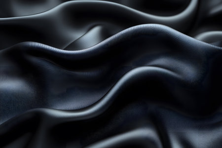 Luxurious black silk fabric creating elegant waves and folds, offering a rich texture ideal for design and artistic projects. perfect for backgrounds, textiles, fashion applications, and luxury aesthetics. Generative AIの素材