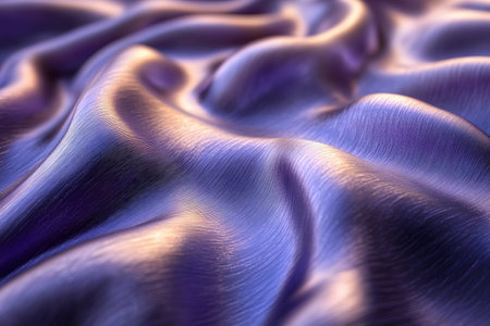 Elegant waves of purple silk create a luxurious texture, reflecting light in beautiful gradients. perfect for design inspiration, showcasing the intricate play of shadows and highlights on smooth fabric. Generative AIの素材