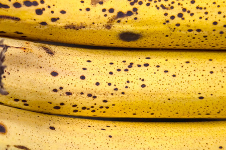 Close-Up of Ripe Spotted Bananas for Healthy Vegan Cooking and Food Designの写真素材