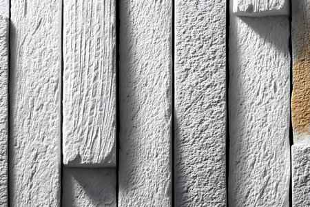 A close-up view of textured white stone wall panels showcasing various patterns and reliefs. ideal for architectural design projects, interior decoration, or background. highlights natural stone texture in neutral hues. Generative AIの素材