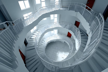 Abstract Spiral Staircase with Modern Architecture Design for Architectural Artwork Generative AIの素材
